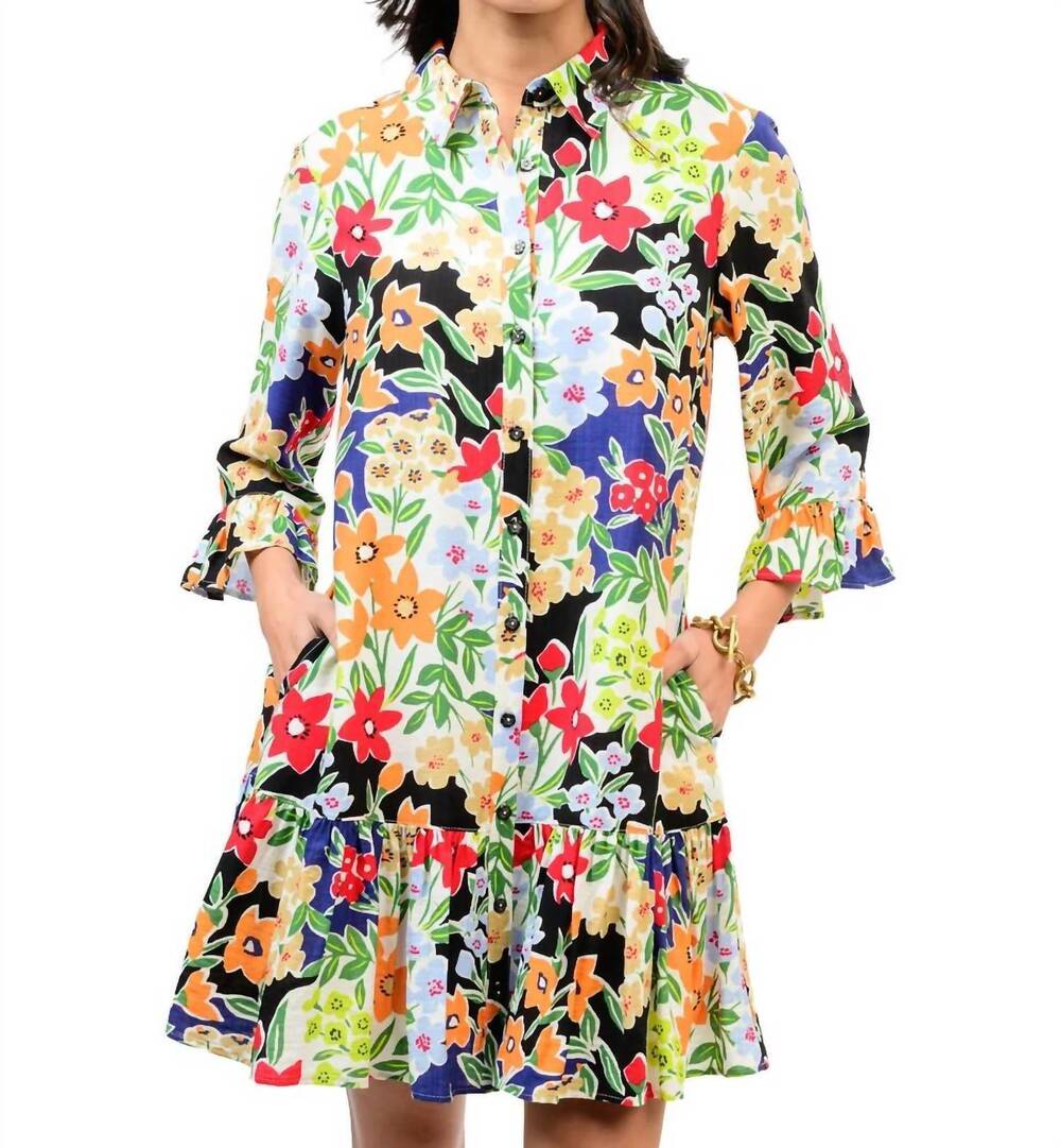 NEW UNCLE FRANK wildflower shirt mini dress in multicolor